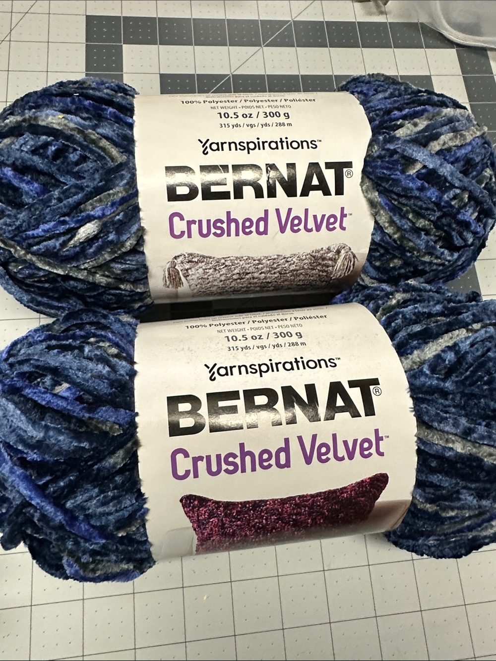 Bernat Crushed Velvet Plush Yarn - Blue Multi